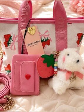 Viral Juicy Couture Strawberry Festival Mini Tote with Coin Purse + Plush